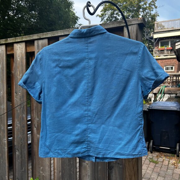 Baby Blue Linen/Cotton Blend Button Down - Picture 5 of 5